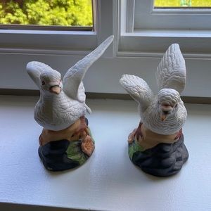 Pair of ceramic pigeons